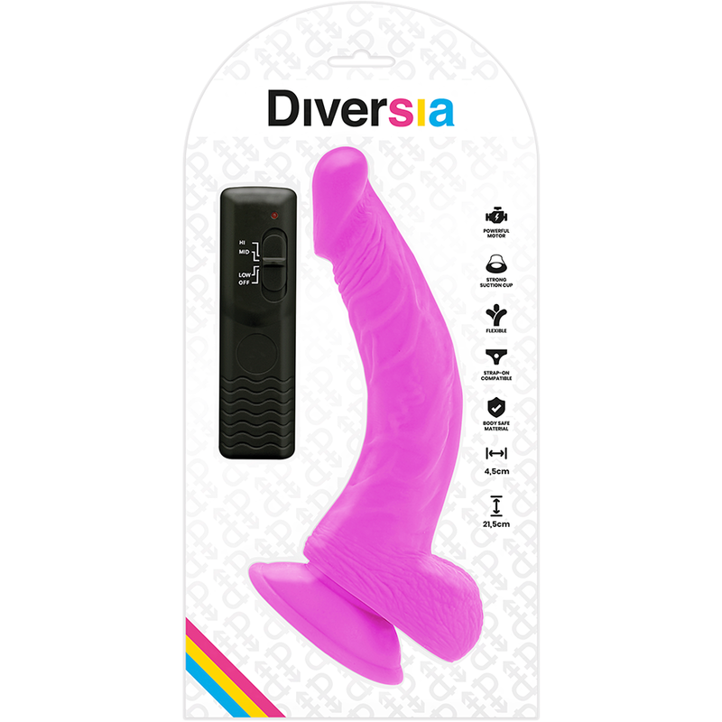 DIVERSIA - FLEXIBLE VIBRATING DILDO 21.5 CM - PURPLE
