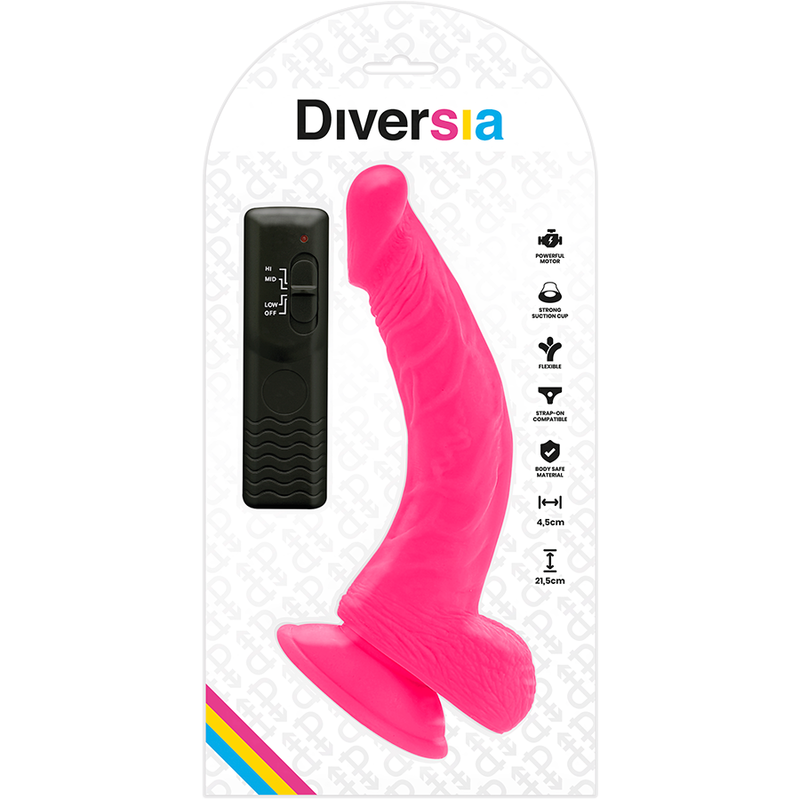 DIVERSIA - FLEXIBLE VIBRATING DILDO 21.5 CM - PINK
