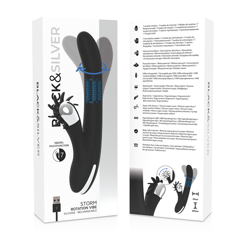 BLACK&SILVER VIBRATOR ROTATIV BUNNY STORM