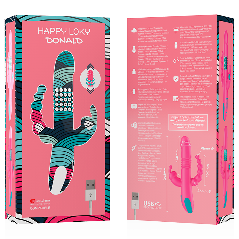 DONALD STIMULARE TRIPLA: ANAL, PUNCTUL G & CLITORIS COMPATIBIL WATCHME WIRELESS