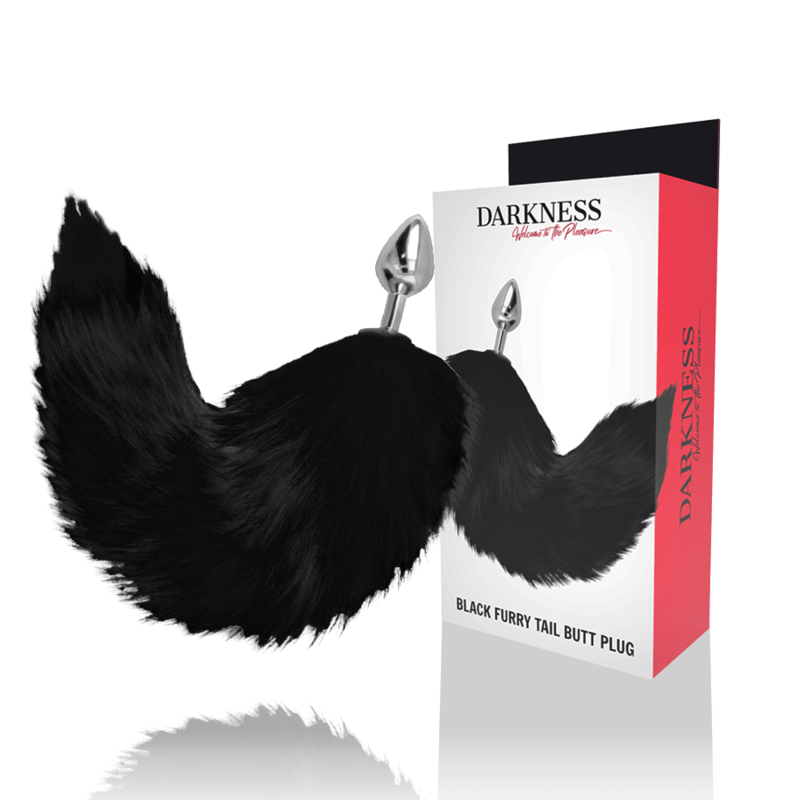 DARKNESS™ - SILVER ANAL PLUG 8 CM WITH BLACK TAIL