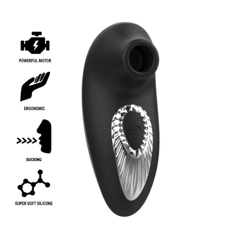 BLACK&SILVER - DRAKE DELUXE VIBRATOR SUCTIUNE SILICON REINCARCABIL NEGRU