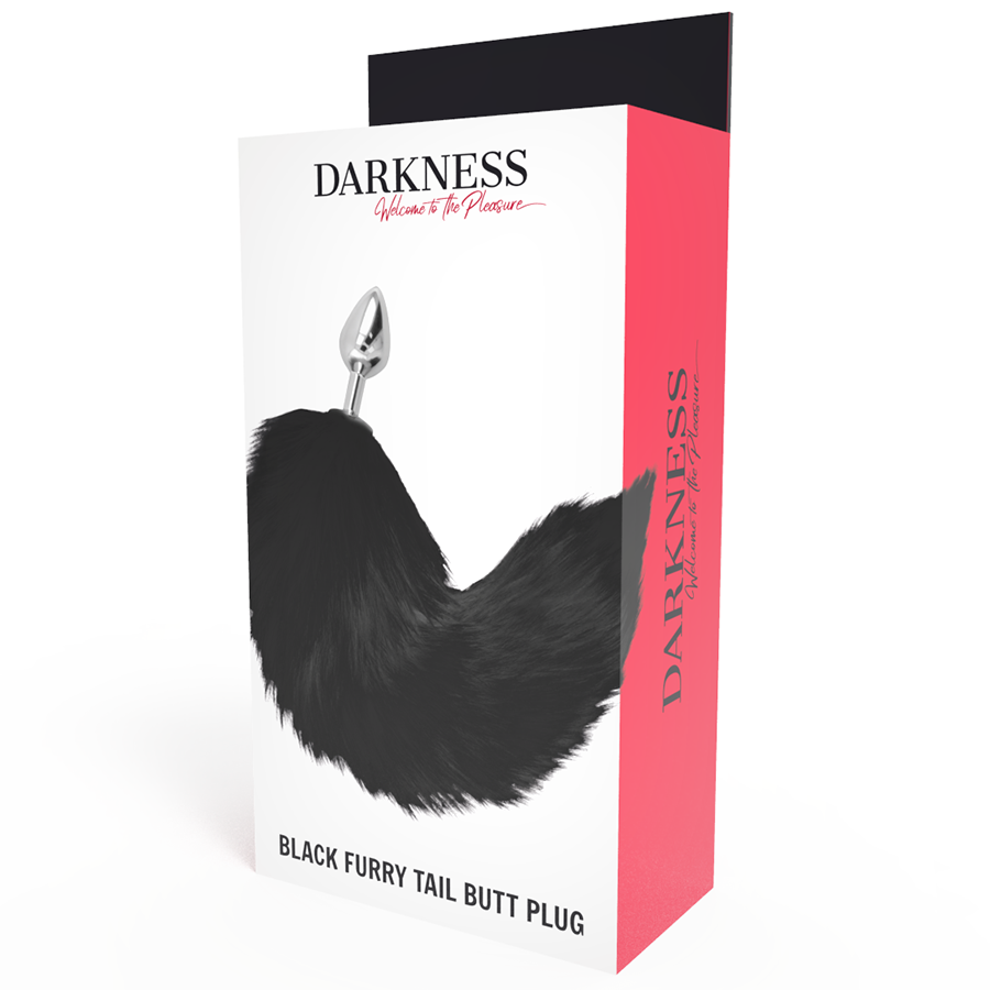 DARKNESS™ - SILVER ANAL PLUG 8 CM WITH BLACK TAIL