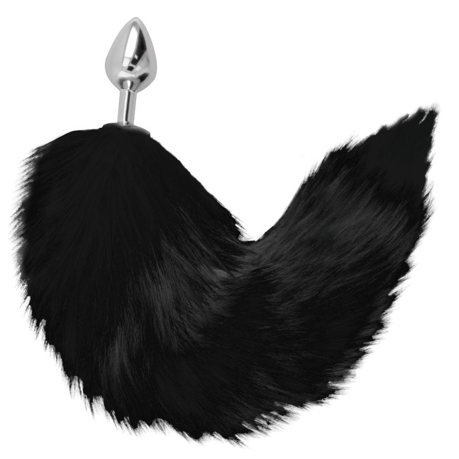 DARKNESS™ - SILVER ANAL PLUG 8 CM WITH BLACK TAIL