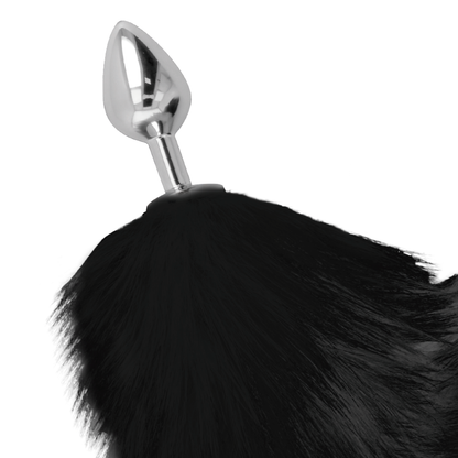 DARKNESS™ - SILVER ANAL PLUG 8 CM WITH BLACK TAIL