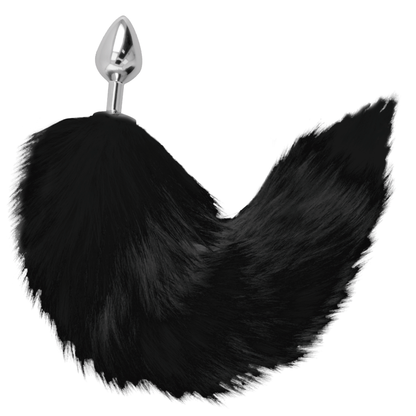 DARKNESS™ - SILVER ANAL PLUG 8 CM WITH BLACK TAIL