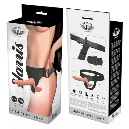 HARNESS ATTRACTION™ - STRAP-ON PENETRARE DUBLA CU VIBRATII 18 X 3.5CM
